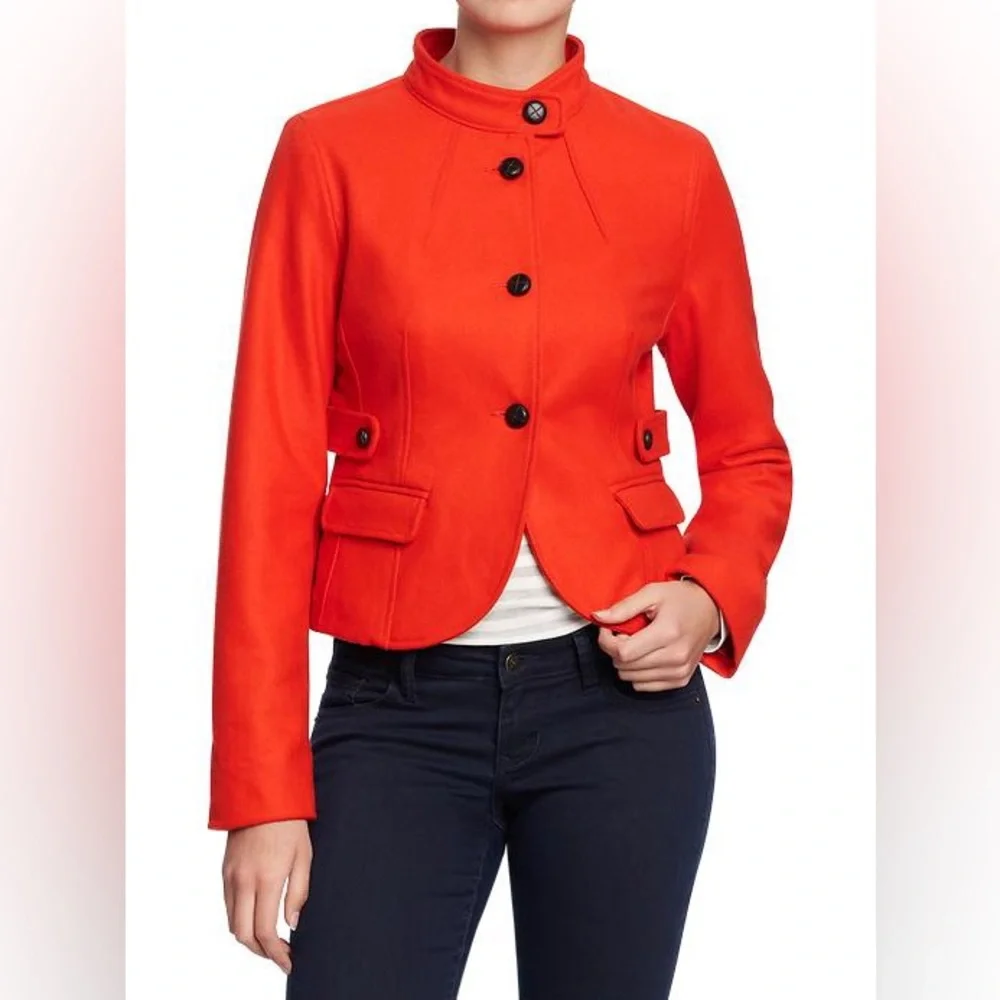 Old Navy Women’s Funnel Neck‎ Military-Style Jacket Coat Bright Orange XL